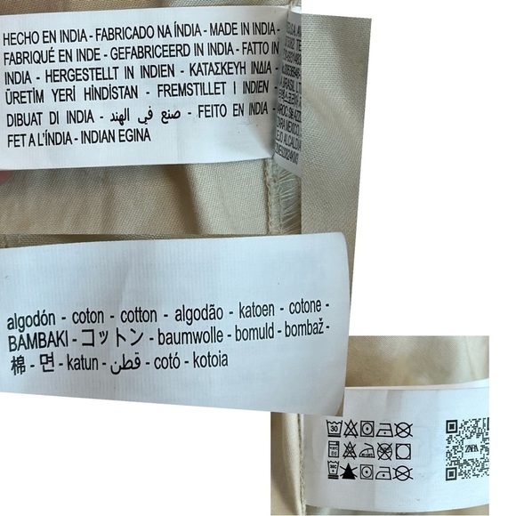 Zara cream short sleeve cargo wide leg jumpsuit Sz S pockets front zip NWOT - Picture 12 of 13